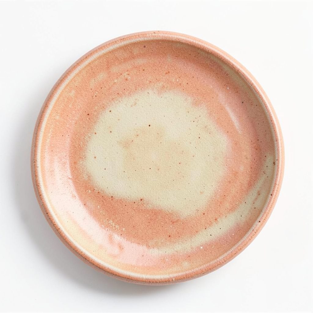 A warm, earthy ceramic medallion with subtle hand-built texture in soft terracotta and cream tones